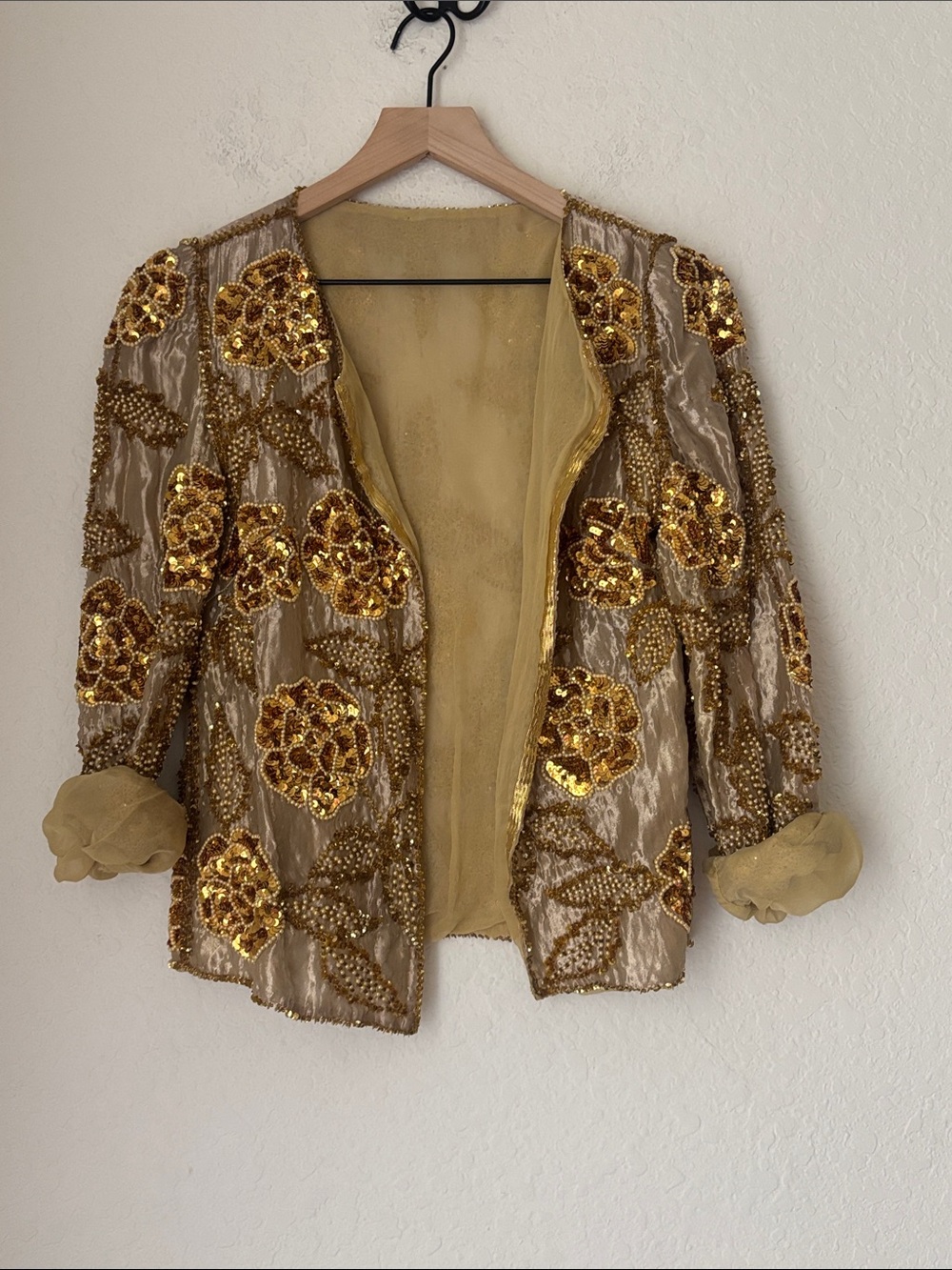 VIntage Gold Beaded jacket with full lining size XS